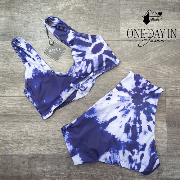 Zaful Tie Dye Knot Crop Bikini Swimsuit Size M - Picture 6 of 6
